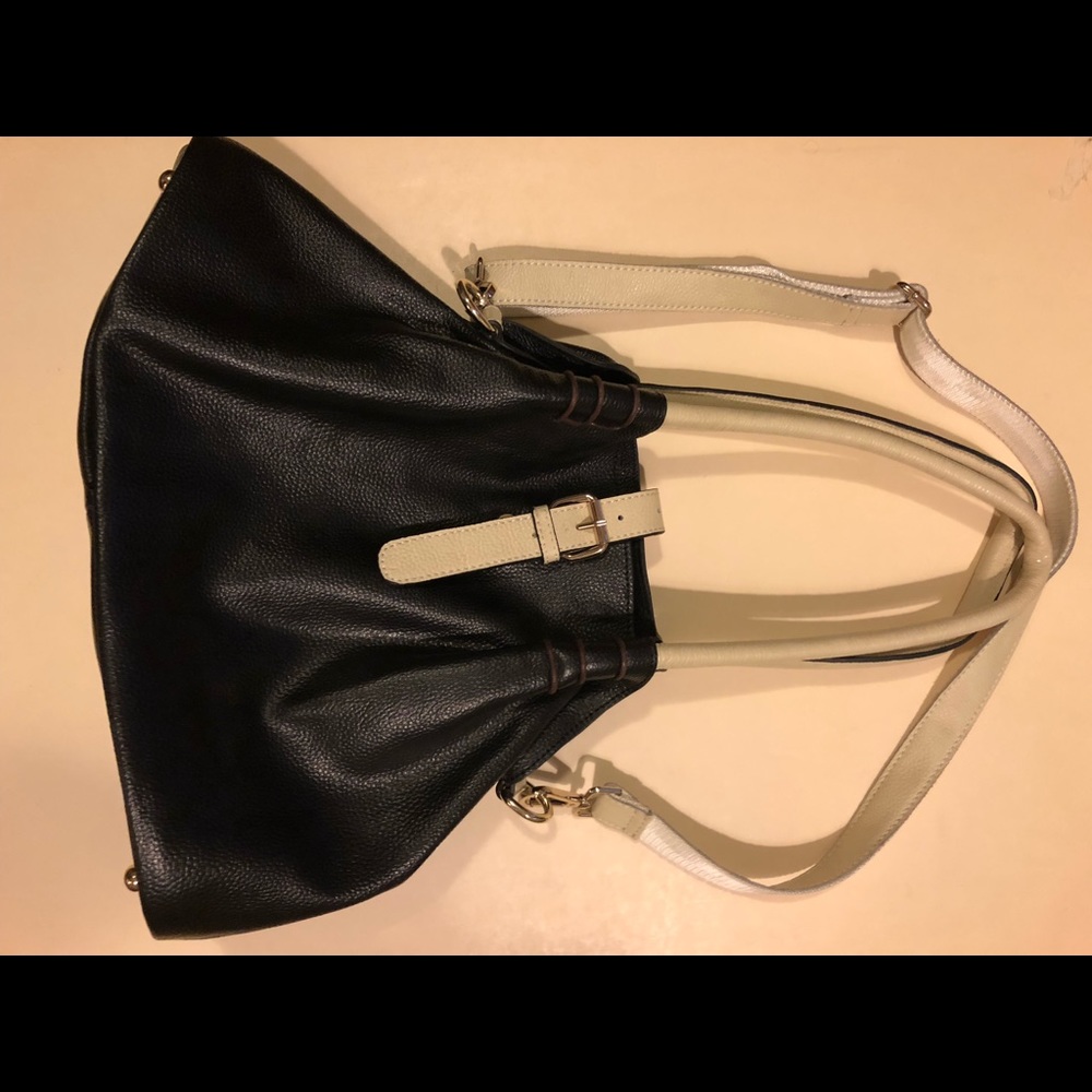 Belle and Bloom black and white leather bag